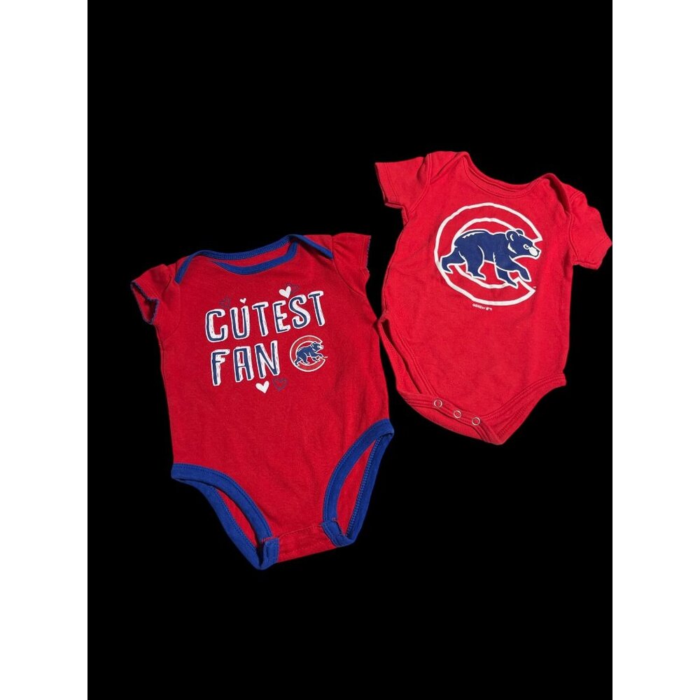 Lot of 2 Chicago Cubs Genuine Merchandise MLB Baseball Boy Girl Twins 6-9 Month